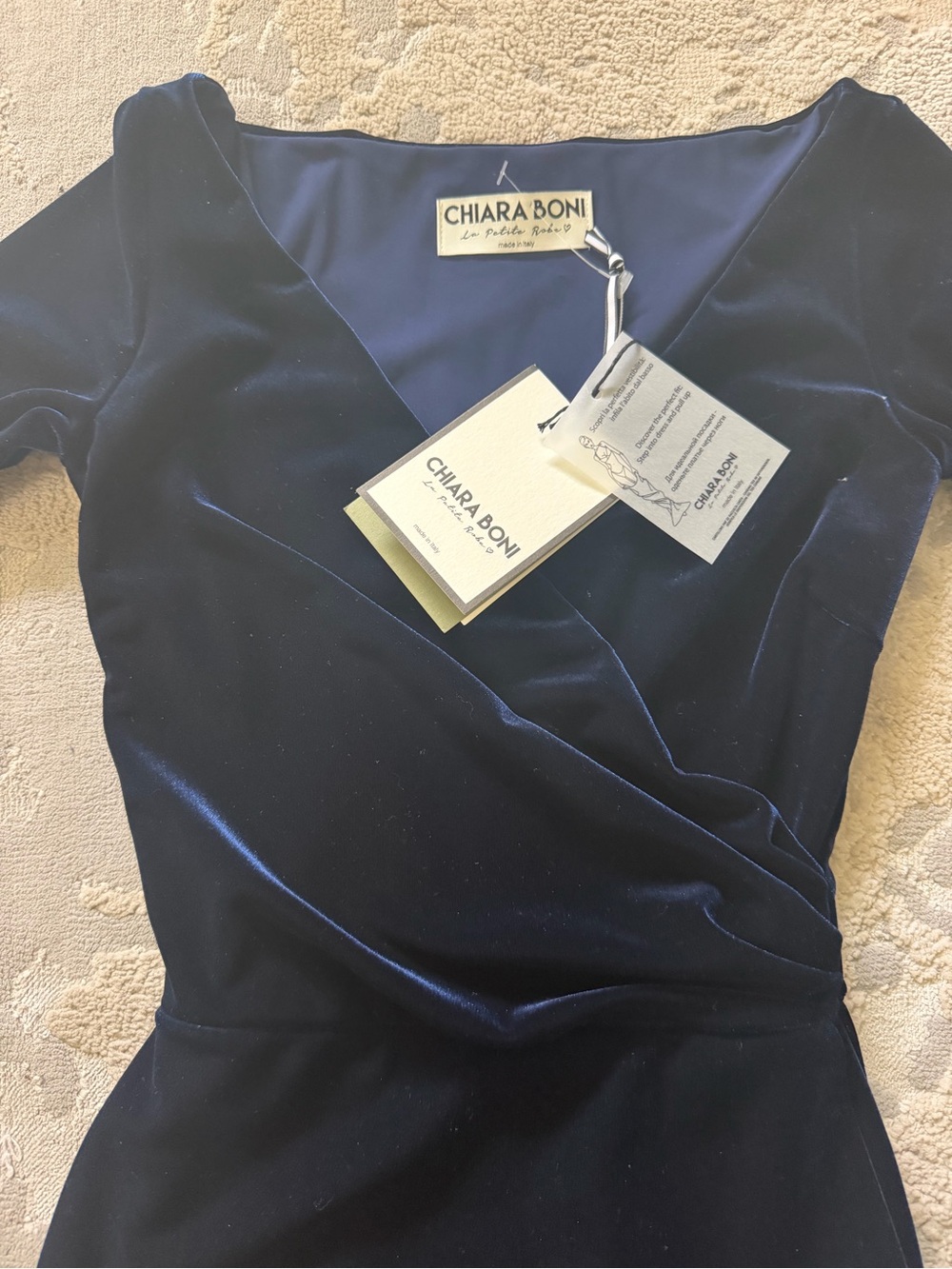 Chiara Boni Navy Blue Velvet Wrap Dress
